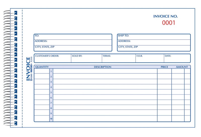 Rediform-Blueline 5-1/2" X 7-7/8" Carbonless Duplicate Invoice Book (7L721S)